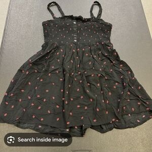 Torrid Black and Strawberry Print Babydoll Tank Size 0